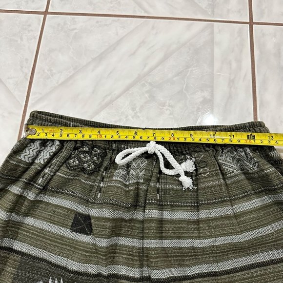 Green Aztec Print Jogger Pants Womens Size Small Zen Yoga Yogi Cotton Hippie - Picture 4 of 8